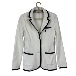 BASK Poolside Supply Co white and black terry cloth toweling blazer size 0